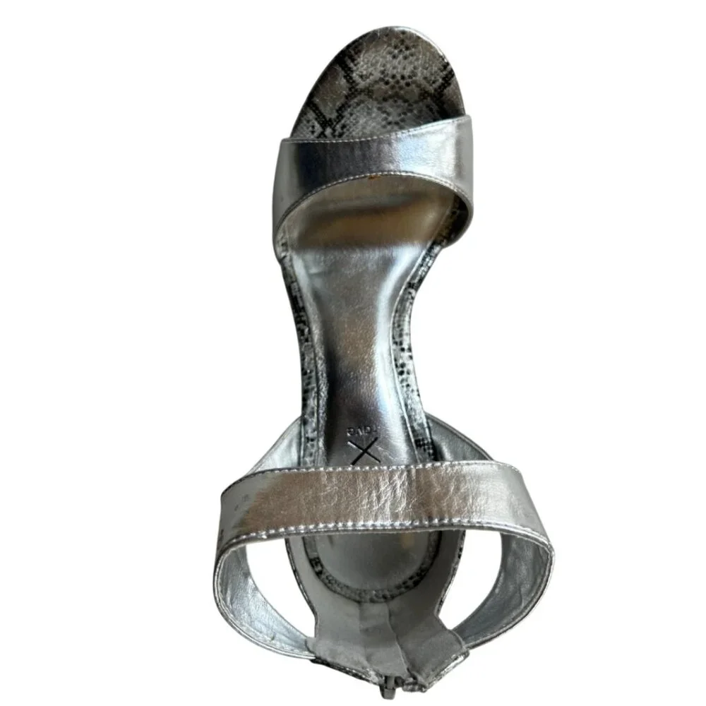 BCBG Max Rave Envy Women Stiletto Sandal Cocktail Heels Silver Shoes 8 M NIB - Picture 6 of 6
